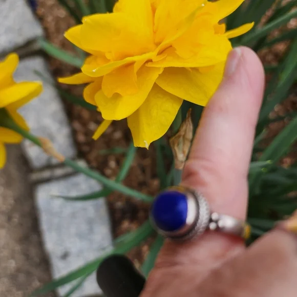 Vintage sterling and‎ lapis ring 5.5 - Picture 2 of 8